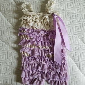 Baby girl 3-6 month romper frill dress EUC